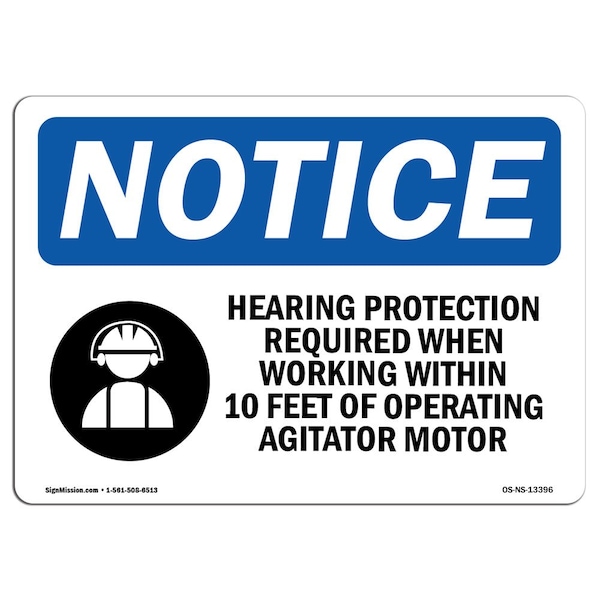 OSHA, Hearing Protection Required, 18in X 12in Alum, 18" W, 12" H, Landscape, OS-NS-A-1218-L-13396